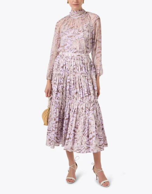 Quinn Lilac Print Cotton Poplin Skirt