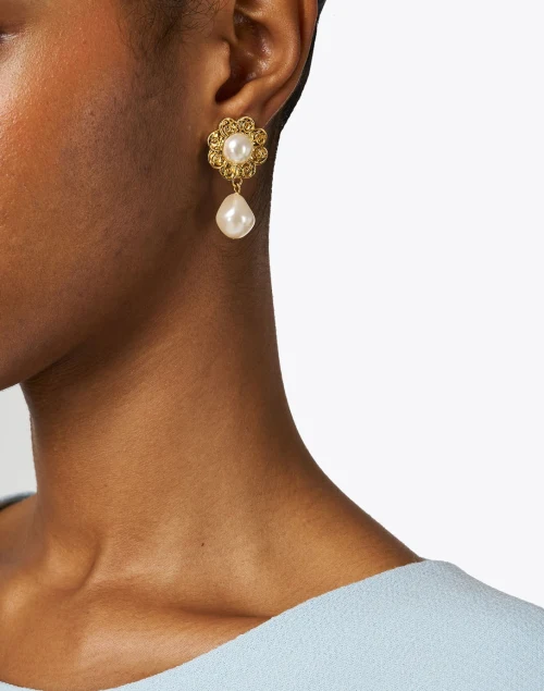 Brilynn Gold Pearl Drop Earrings
