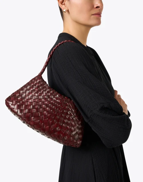 Rosanna Bordeaux Woven Leather Shoulder Bag