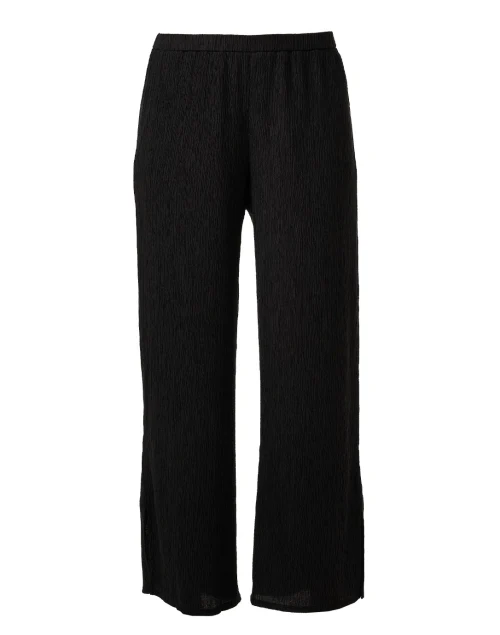 Black Plisse Wide Leg Pant