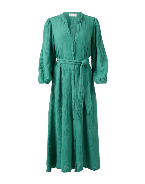 Selene Green Cotton Gauze Dress