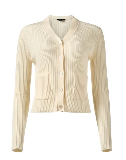 Ivory Ribbed Wool Cardigan