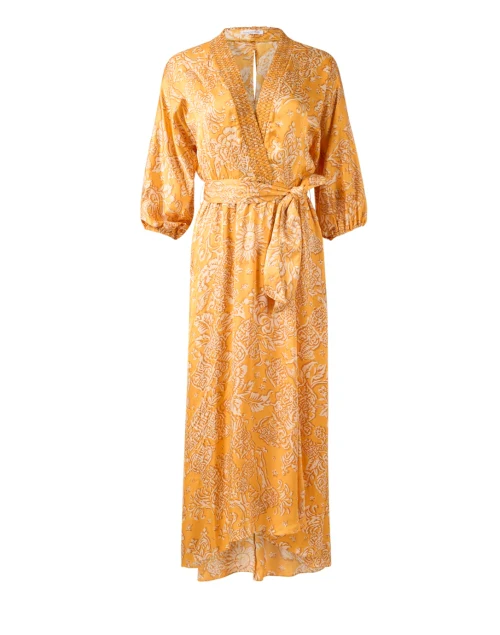 Celie Yellow Print Wrap Dress