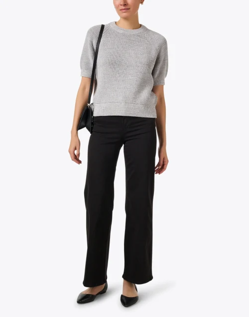 Grey Short Sleeve Cotton Sweater
