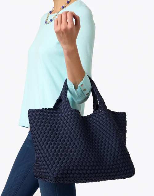 St. Barths Medium Navy Woven Handbag