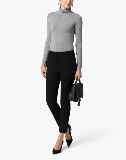 Medium Grey Turtleneck Stretch Viscose Top