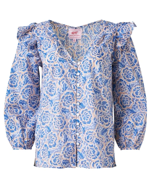 Elise Blue Floral Top