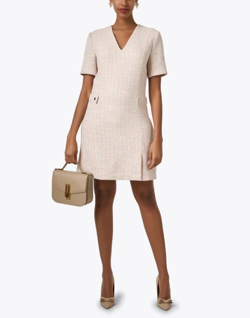 Destena Beige Tweed Shift Dress