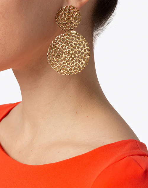 Onde Gourmette Gold Drop Clip Earrings