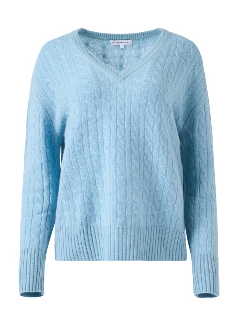 Blue Cable Knit Cashmere Sweater