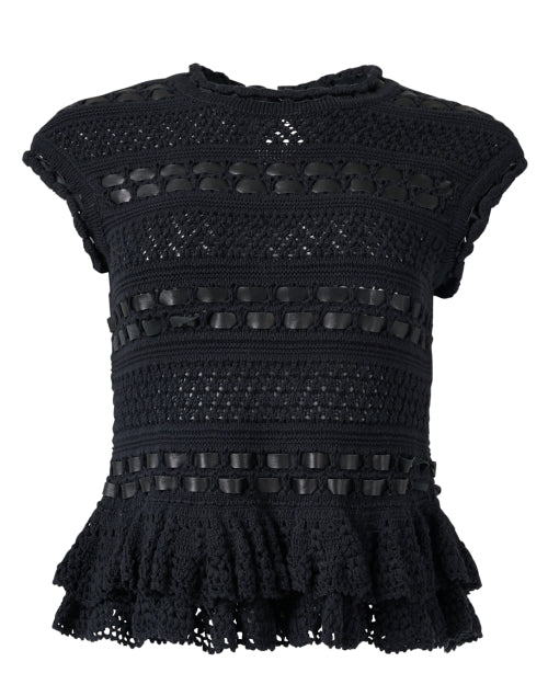 Corina Black Crochet Peplum Top