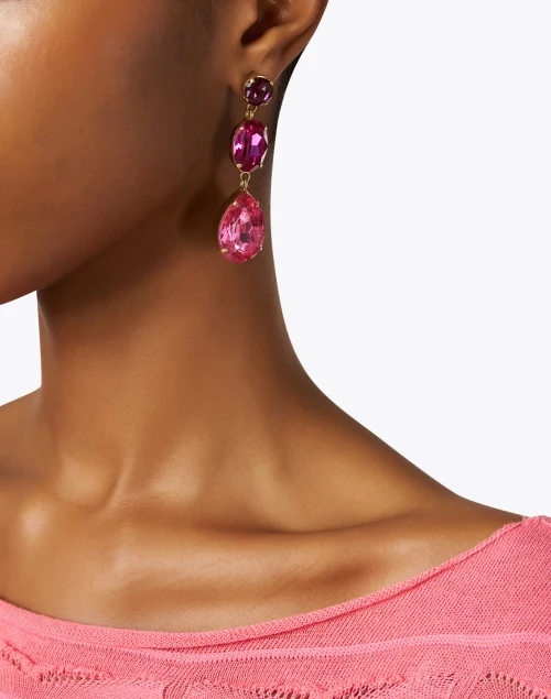 Aleena Fuchsia Crystal Drop Earrings