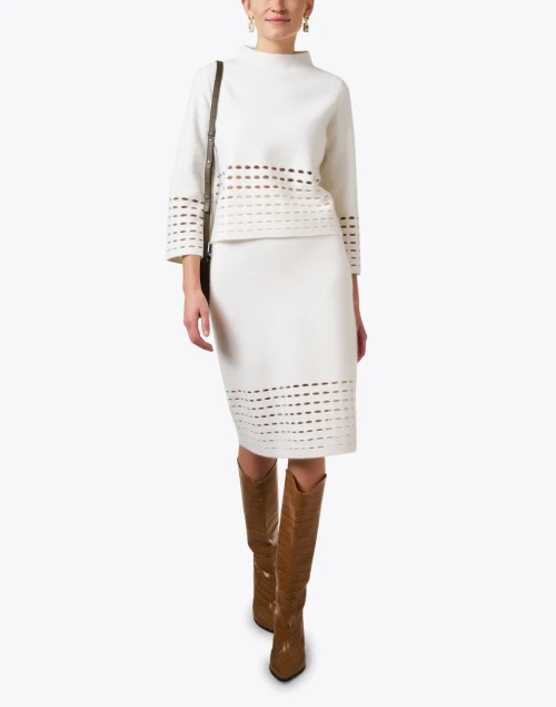 White Cutout Cashmere Skirt