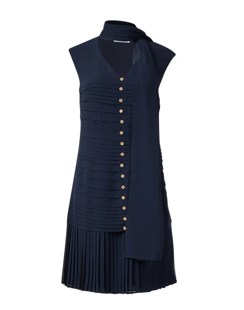 Navy Shift Dress with Shawl