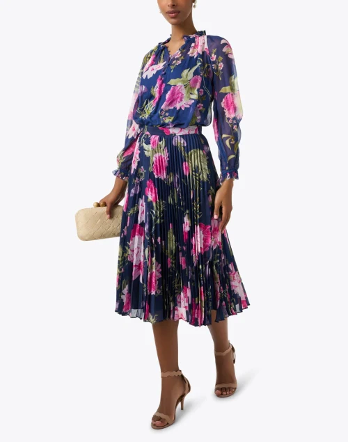 Karla Navy Print Chiffon Blouse
