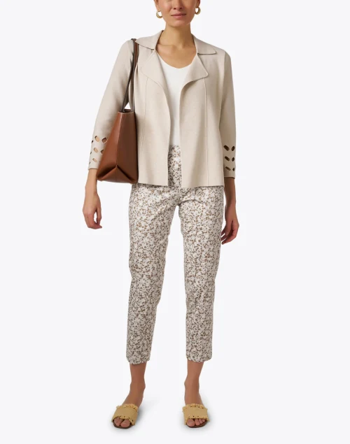 Beige Cutout Knit Jacket