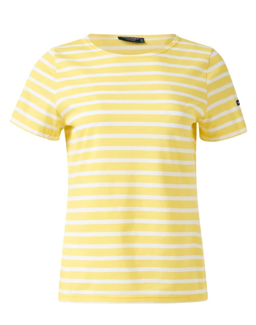 Etrille Yellow and White Striped Cotton Tee