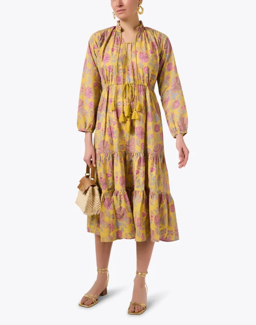 Astrid Yellow Floral Print Cotton Dress