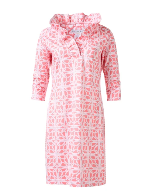 Melon Print Ruffle Neck Dress