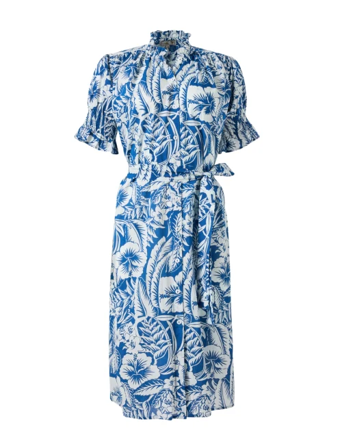 Vera Blue Floral Cotton Shirt Dress