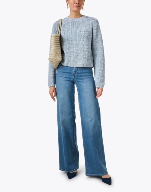 Blue Ribbed Cotton Sweater