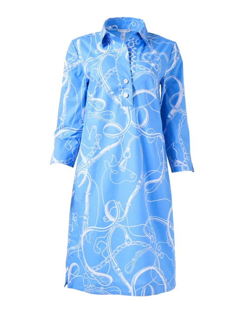 Charlotte Blue Equestrian Print Dress