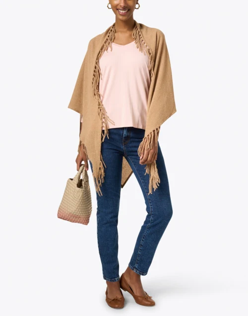 Camel Cashmere Fringe Shawl