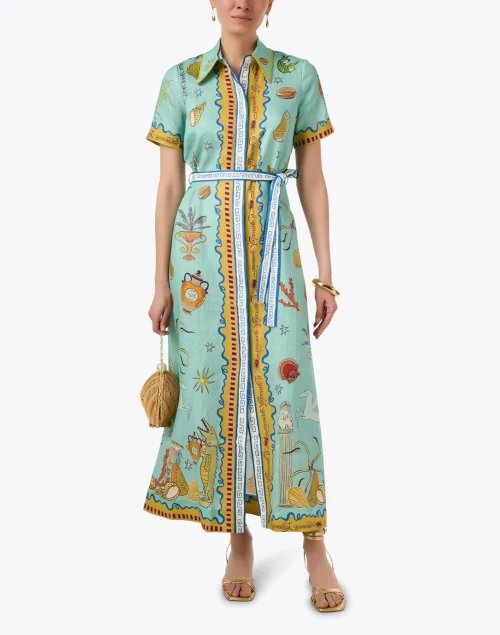Multi Print Linen Shirt Dress