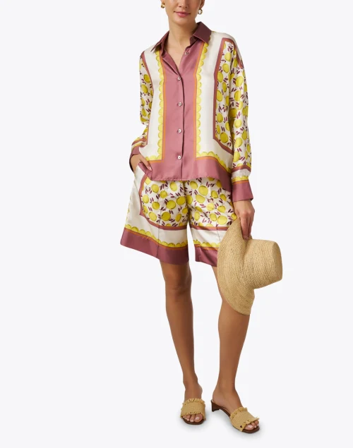 Citrus Print Silk Shorts