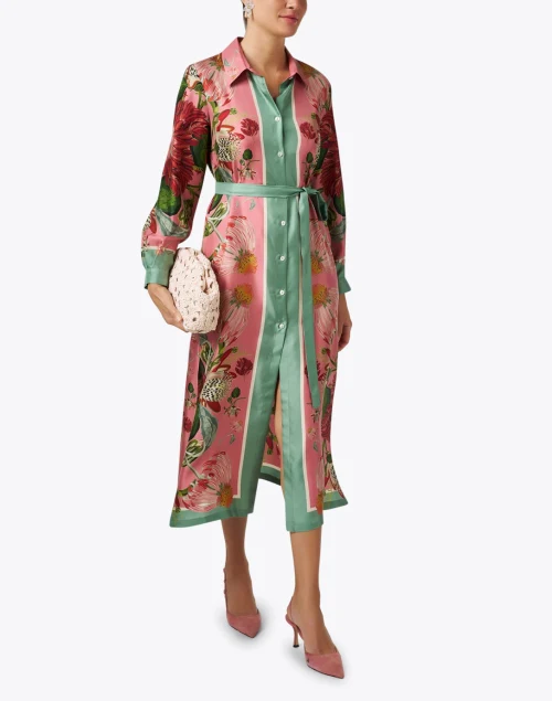 Multi Floral Silk Shirt Dress
