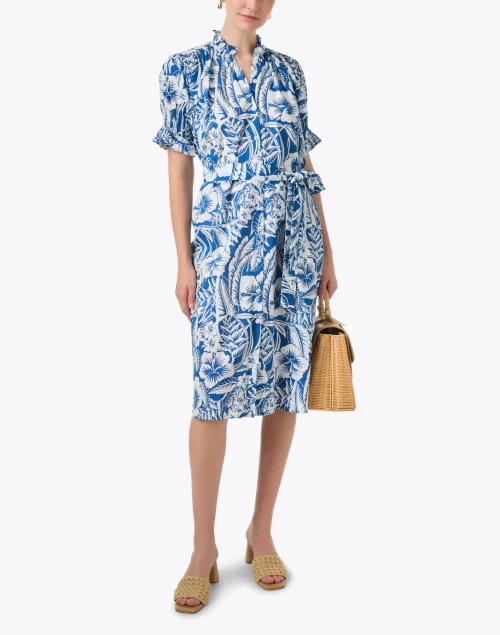 Vera Blue Floral Cotton Shirt Dress