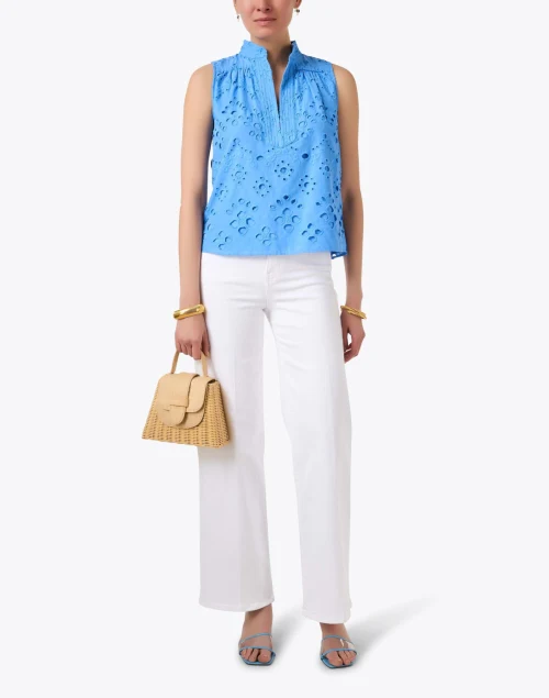 Dani Blue Eyelet Cotton Top