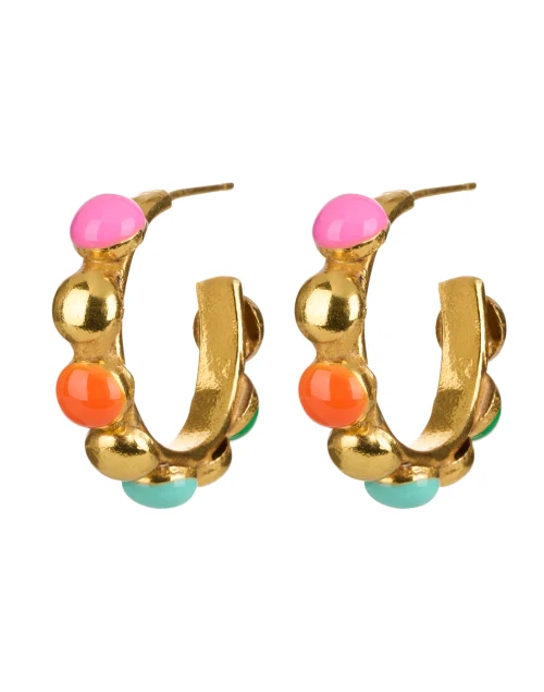 Mini Creole Gold and Multi Enamel Hoop Earrings
