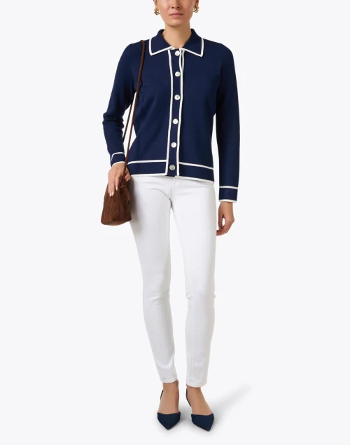 Navy and White Knit Jacket