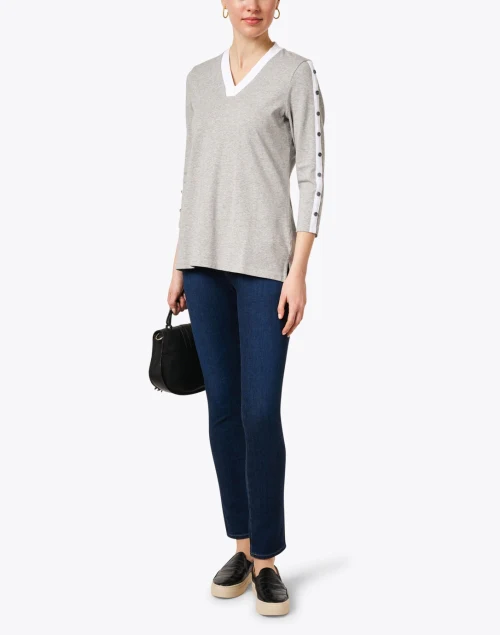 Grey and White Cotton Top