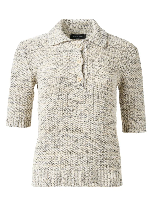 Multi Heather Cotton Henley Sweater