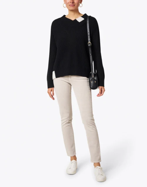 Candyland Black and Ivory Cashmere Sweater