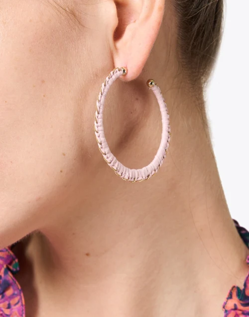 Belo Pink Raffia Hoop Earrings