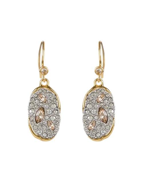 Gold and Crystal Oval Drop Earrings