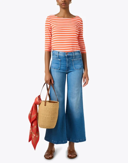 Garde Orange and White Striped Jersey Top