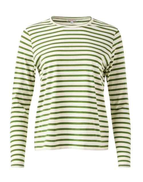 Ivory and Green Striped Top