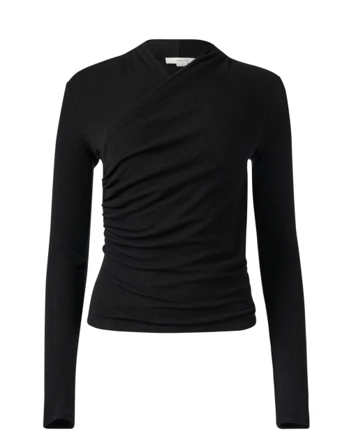 Black Knit Wrap Top