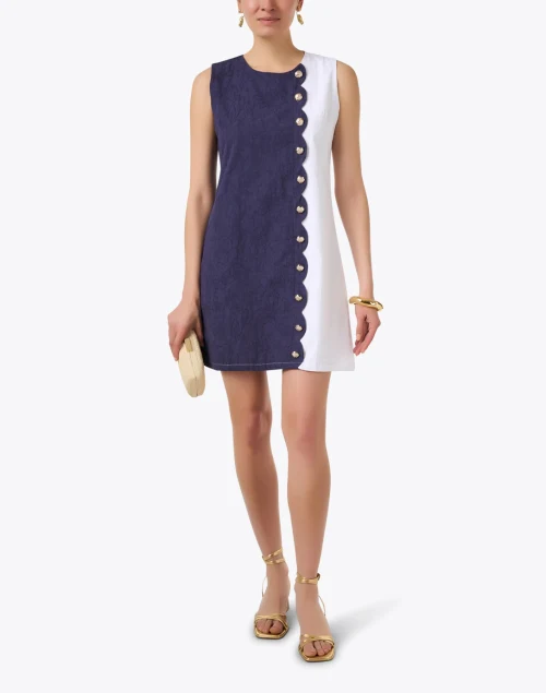 Cassidy Navy and White Shift Dress