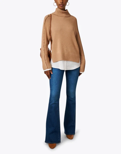 Jolie Tan Wool Cashmere Layered Turtleneck