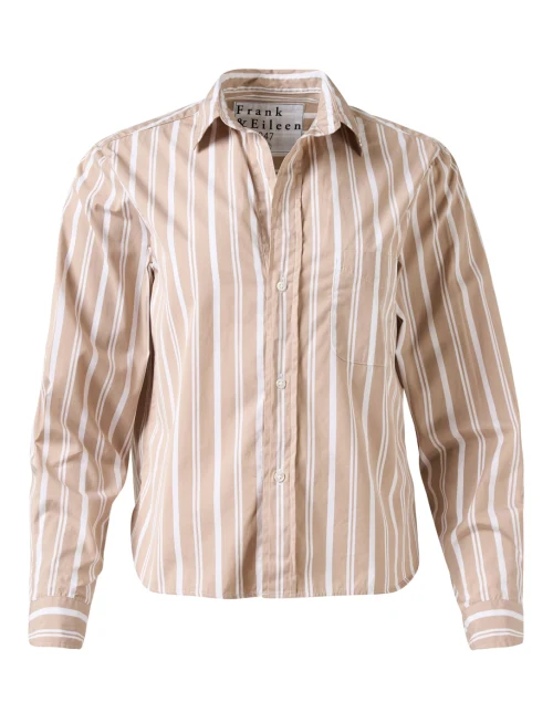 Silvio Beige Striped Cotton Shirt