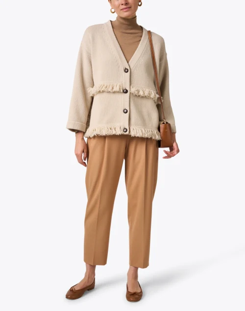 Brown Wool Blend Pleated Pant
