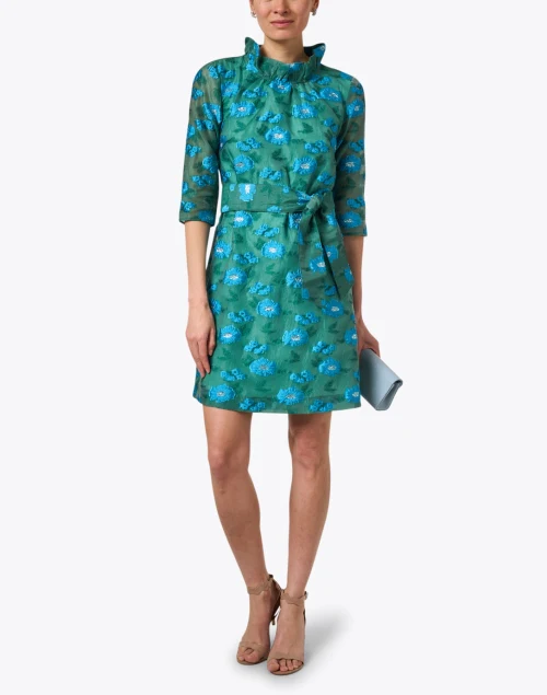 Claudine Green Floral Organza Dress
