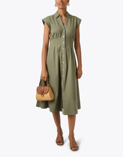 Ruben Army Green Cotton Shirt Dress
