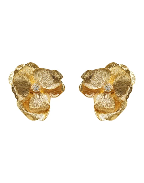 Gold Flower Clip Earrings