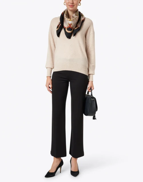 Black Stretch Pull On Flared Crop Pant